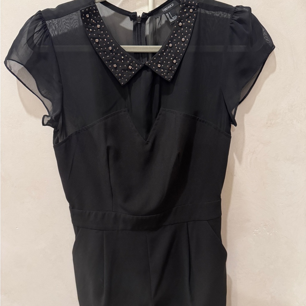 Forever 21 Black Mini Dress with Beaded Collar